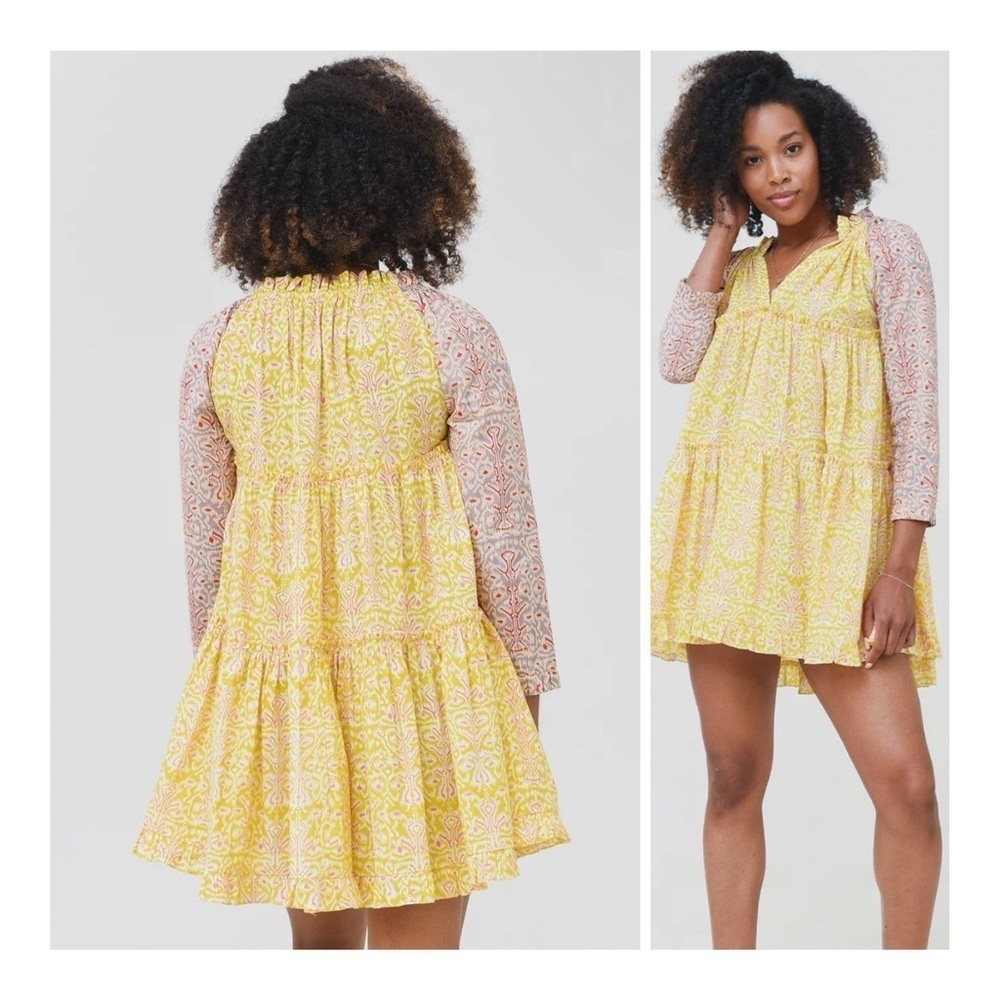 Charisma Sarte | Boho Cottagecore Women's Poppy Mini Dress Tiered Floral | M
